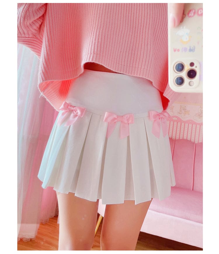 High Waist Mini Pleated Bow Skirt