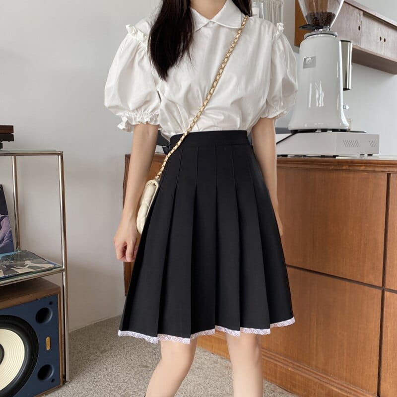 Japanese Summer Kawaii Lace Pleated Skirt