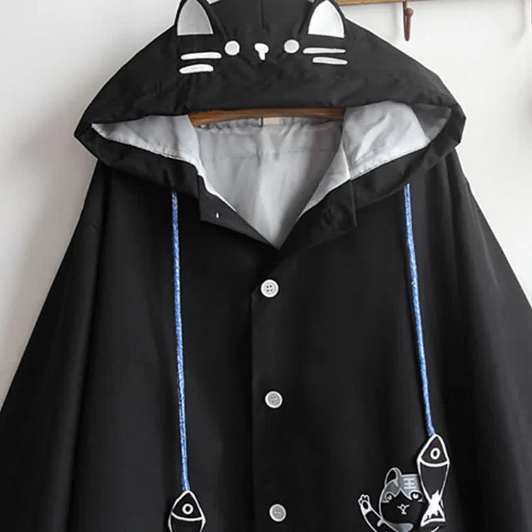 Kitty Whiskers and Fox Ears: Cartoon Hooded Cloak - A Cozy Haven of Adorable Fashion! 🐱🦊