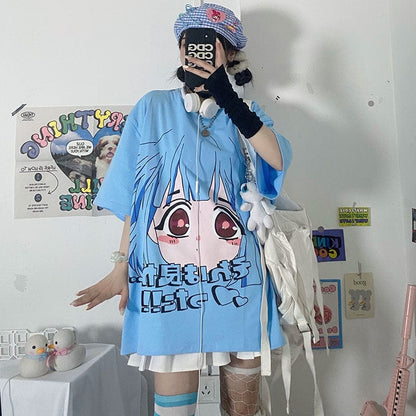 Kawaii Anime Cute Blue T-shirt