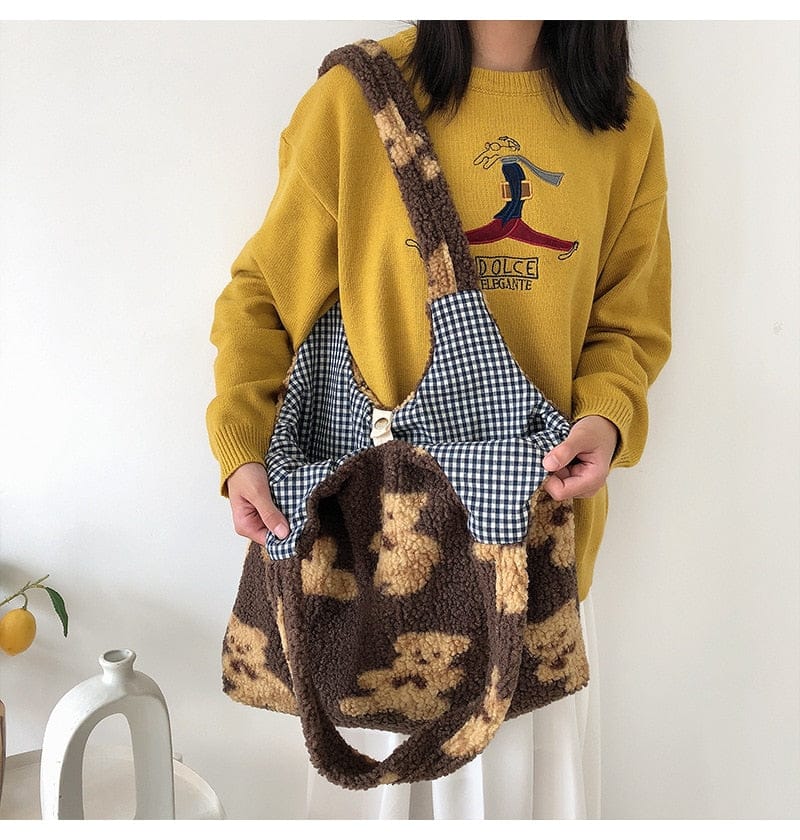 Kawaii Cozy Bear Shopping Tote Bag - Kawaii Bag