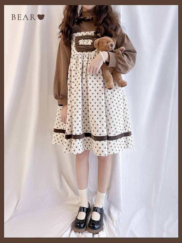 Kawaii Bear Embroidered Collar Top