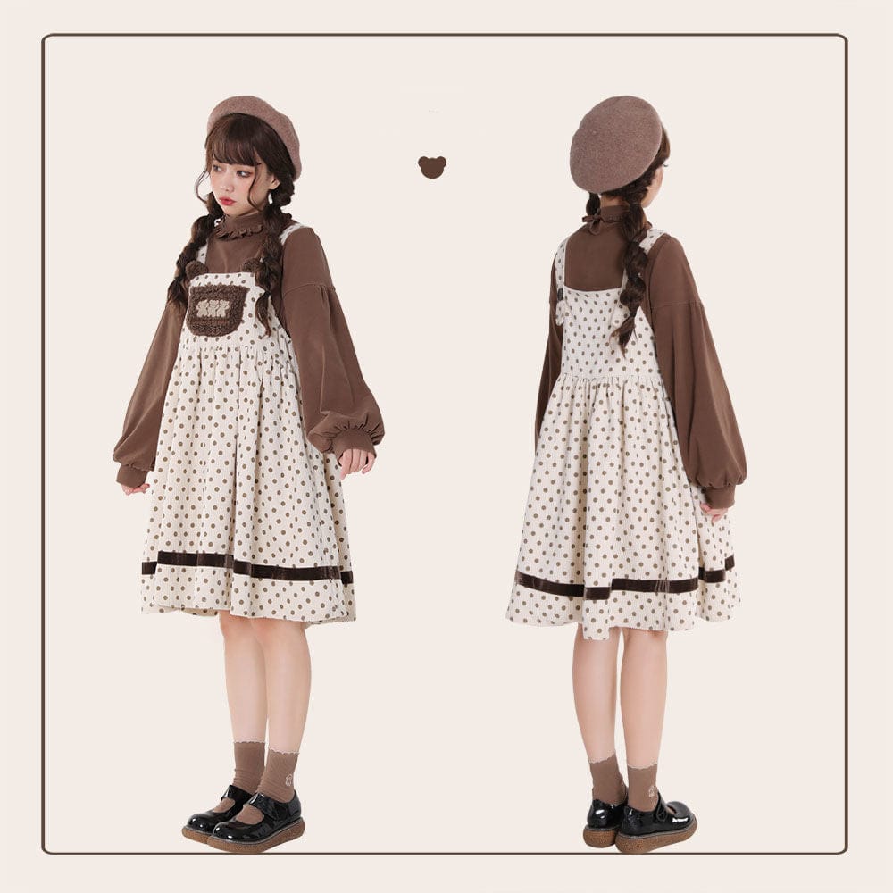 Kawaii Bear Embroidered Collar Top