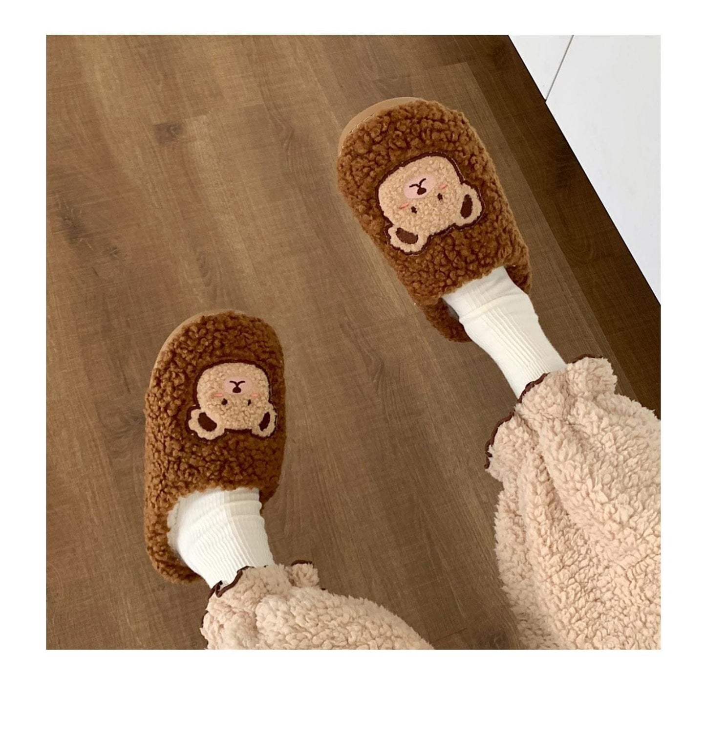 Kawaii Plush Bear Fluffy Cute Slippers