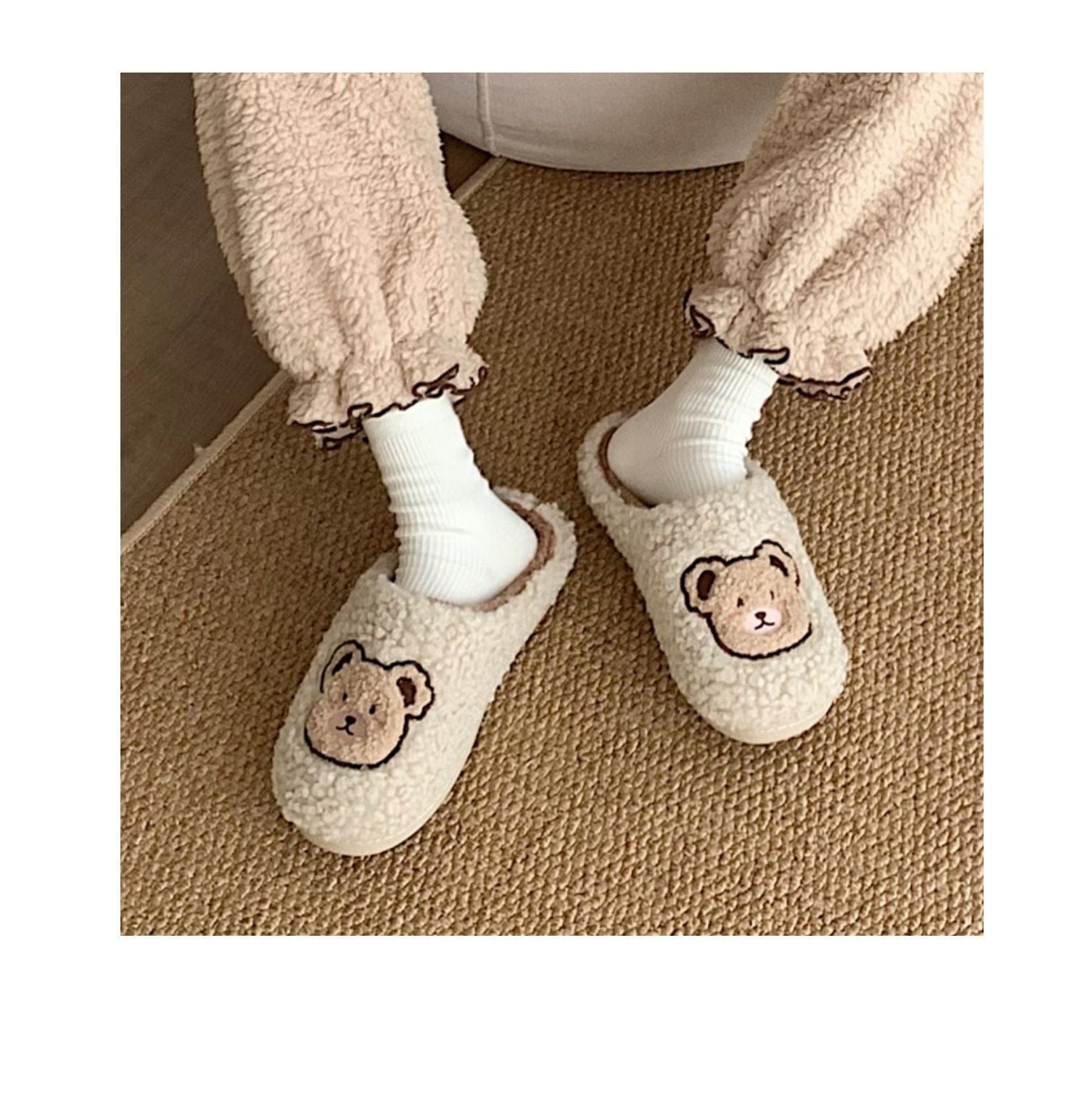 Kawaii Plush Bear Fluffy Cute Slippers