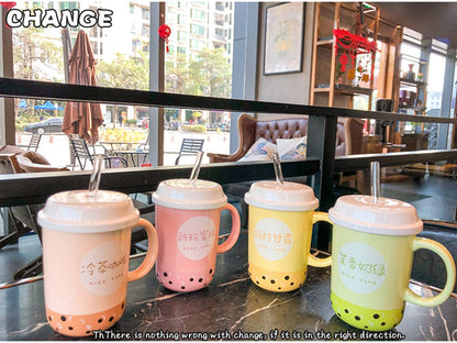 Kawaii Ceramic Coffee Boba Mug