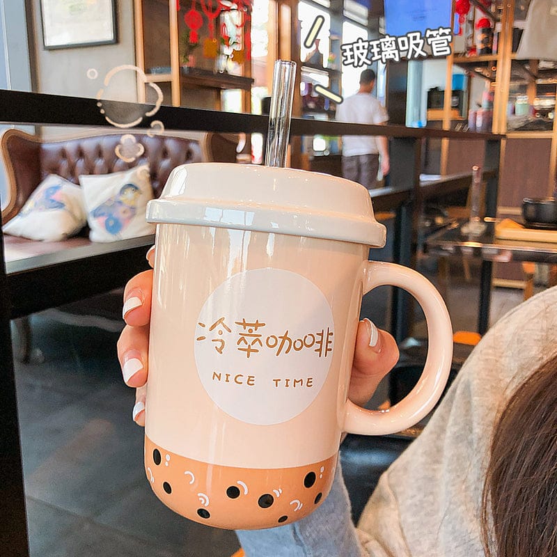 Kawaii Ceramic Coffee Boba Mug