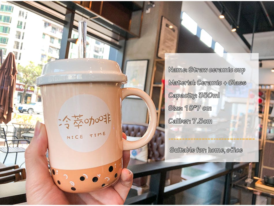 Kawaii Ceramic Coffee Boba Mug