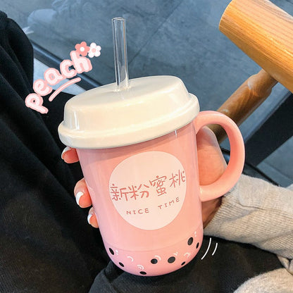 Kawaii Ceramic Coffee Boba Mug