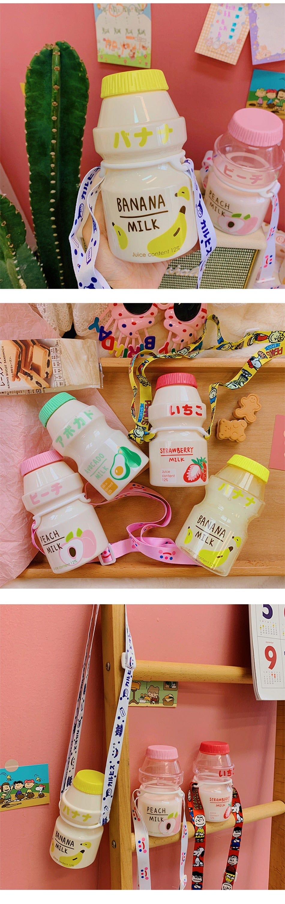 Kawaii Cute Fruity Milk Water Bottle