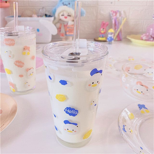 Kawaii Duck Summer Glass Plate / Cup Collection