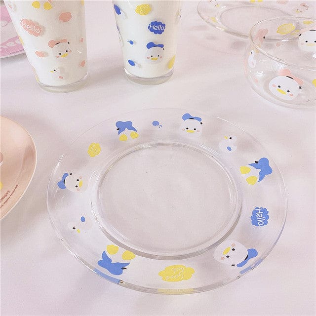 Kawaii Duck Summer Glass Plate / Cup Collection