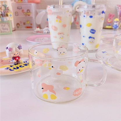 Kawaii Duck Summer Glass Plate / Cup Collection