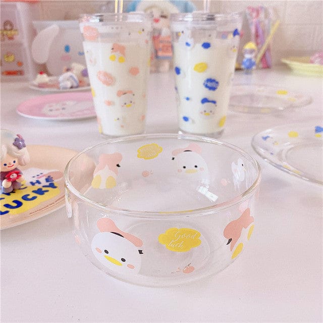 Kawaii Duck Summer Glass Plate / Cup Collection