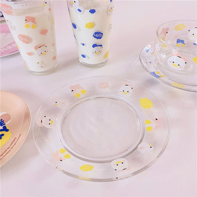 Kawaii Duck Summer Glass Plate / Cup Collection