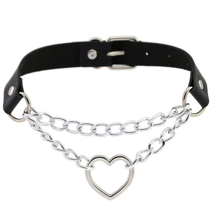 Kawaii Goth Heart Chain Choker | 16 Colours