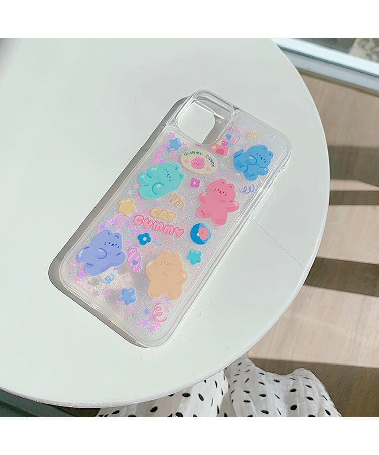 Kawaii Jelly Bear Glitter Dynamic Quicksand Liquid iPhone Case