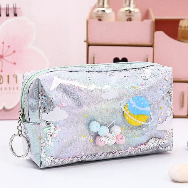 Kawaii Space Glitter Pencil case