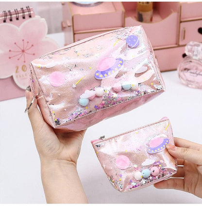 Kawaii Space Glitter Pencil case