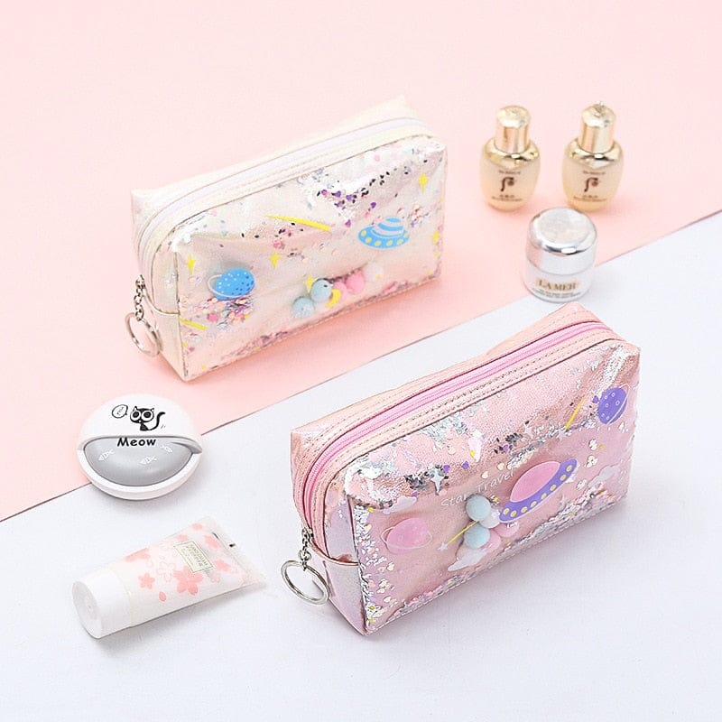 Kawaii Space Glitter Pencil case