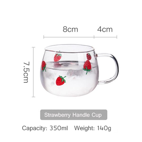 Kawaii Strawberry Glass Water Jug + Cup