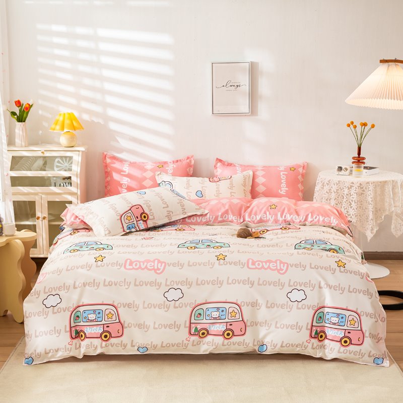 Baby Blue and Pink Clouds Bus Bunny Bedding Set
