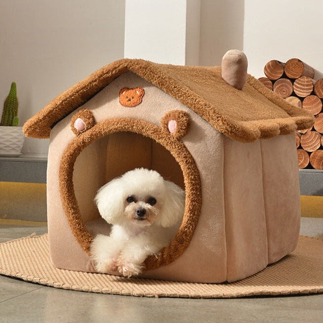 Brown Bear Soft Cat Dog Pet House Kennel