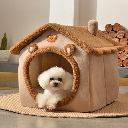 Brown Bear Soft Cat Dog Pet House Kennel