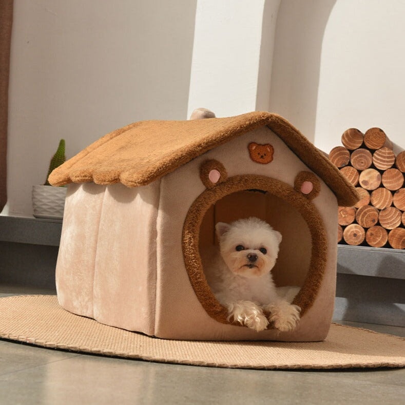 Brown Bear Soft Cat Dog Pet House Kennel