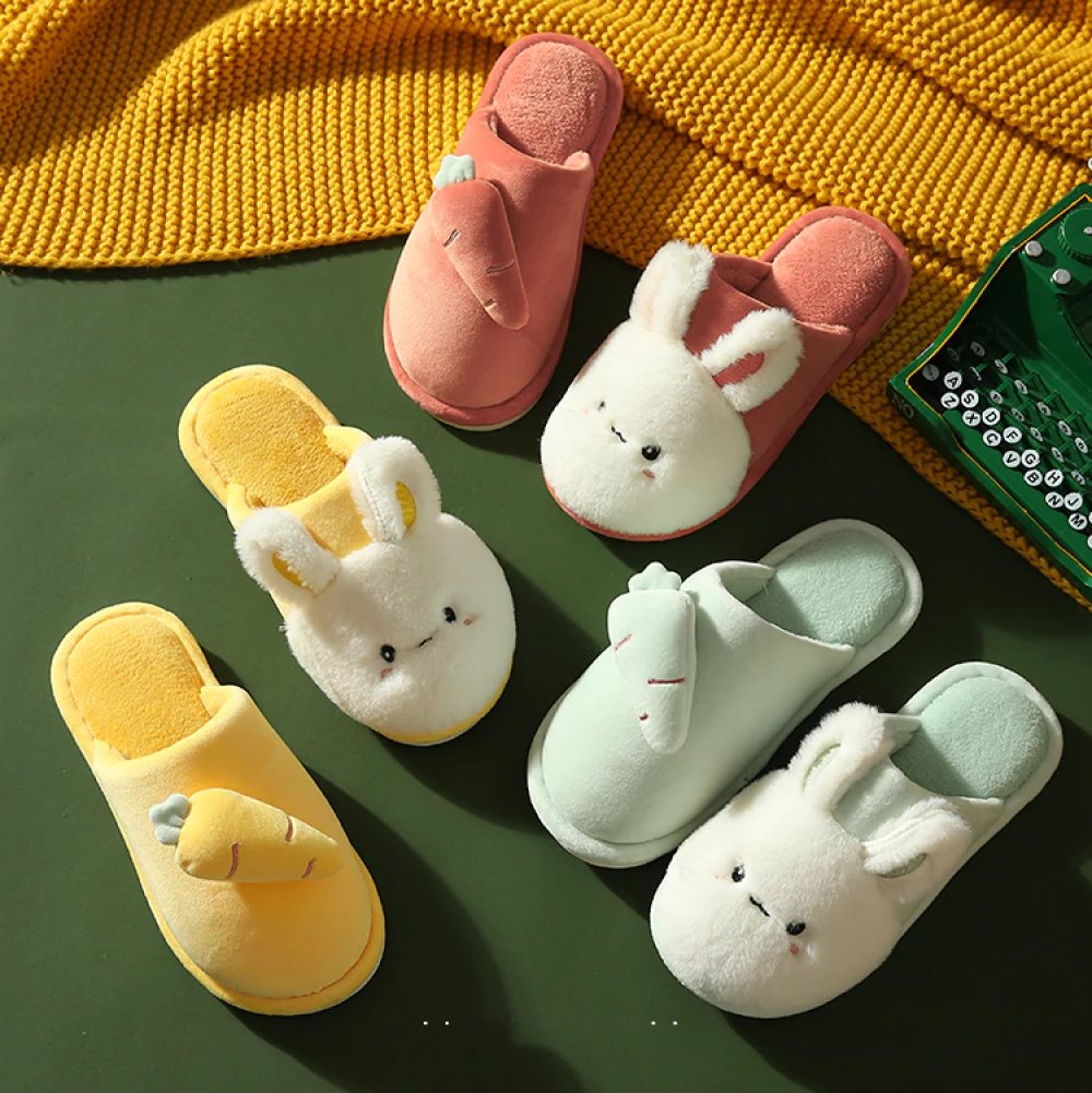 Bunny and Carrot Plush Slippers