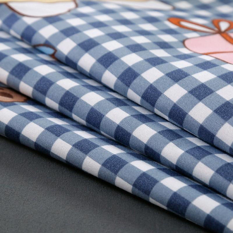 Checkered Blue and Bears on Grey Bedding Set