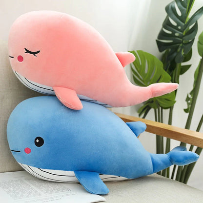 Cheerful Kawaii Chonky Plumpy Pink Blue Whale Stuffed Animals Plushies
