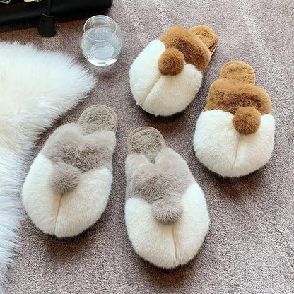 Fluffy Corgi Plush Slippers
