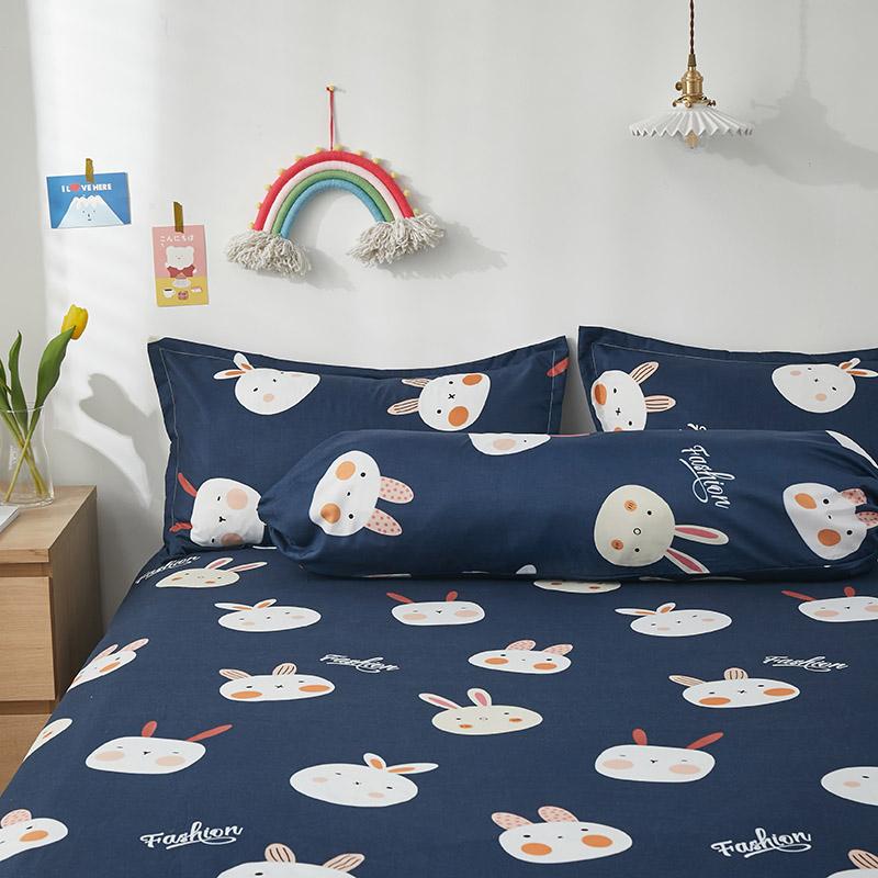 Cute Navy Blue Bunny Fitted Bedsheet