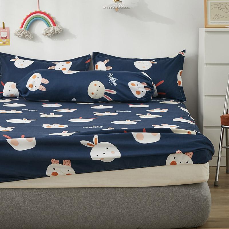 Cute Navy Blue Bunny Fitted Bedsheet