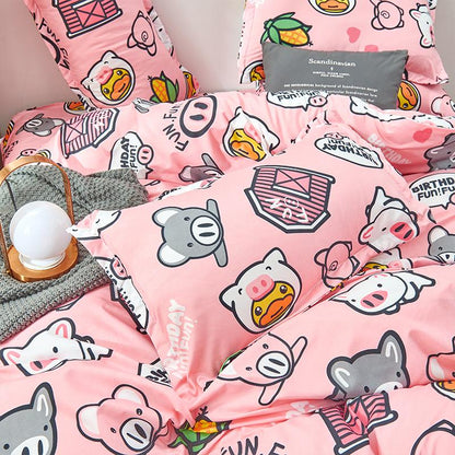 Cute Pink Pig Pattern Bedding Set