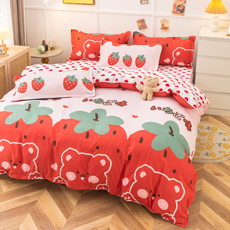 Cute Strawberry Animal Heart Bedding Set