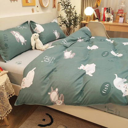 Emerald Funny Cat Print Bedding Set