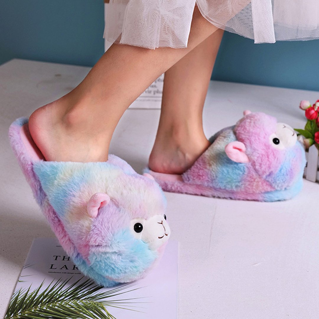 Fluffy Alpaca Plush Slippers