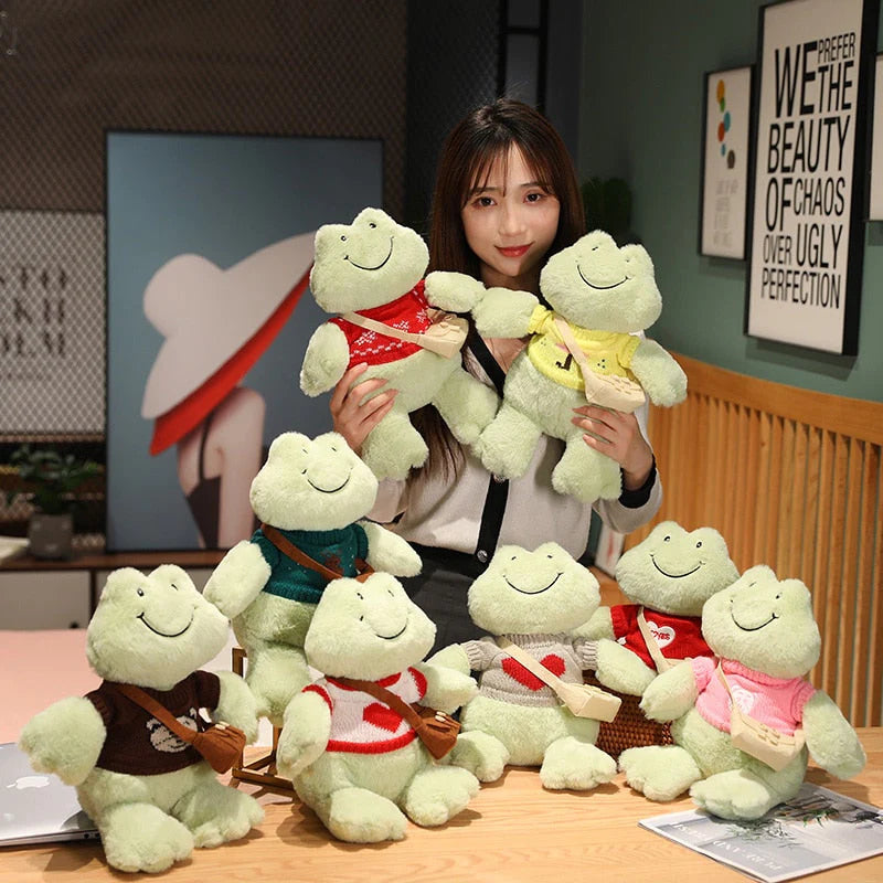 Fluffy Kawaii Cheerful Frog Stuffed Animals Plushie Collection