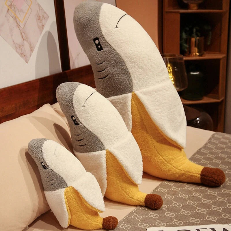 Fluffy Kawaii Shark Banana Stuffed Animal Toy Plushies