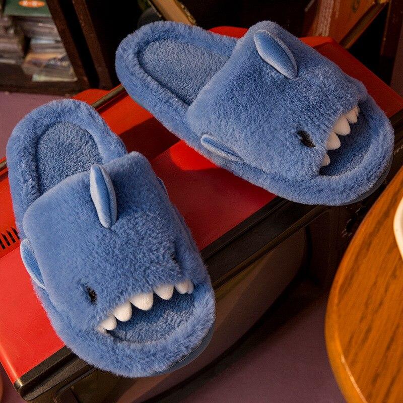 Fluffy Shark Open toe Plush Slippers Youeni