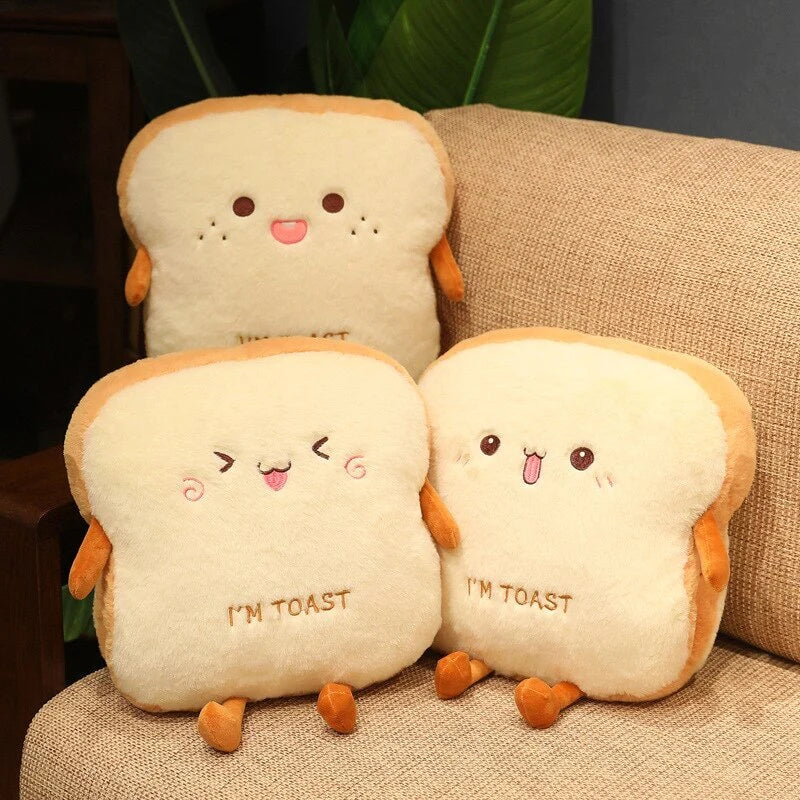 Fluffy Kawaii Toastie Bread Hand Warmer Stuffed Toys Plushies