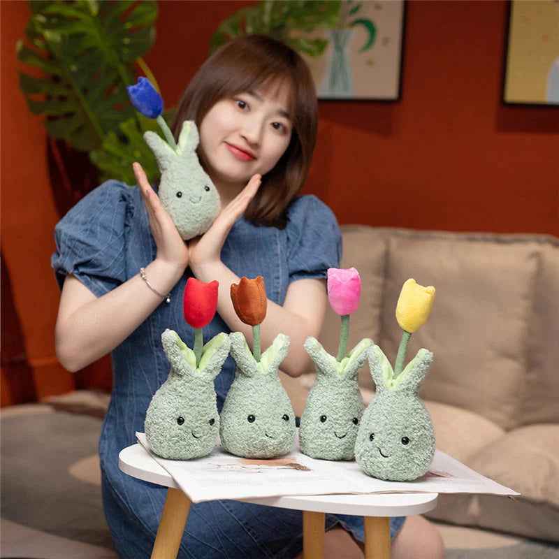 Friendly Kawaii Cuddly Tulip Flower Pot Stuffed Toy Plushie Collection