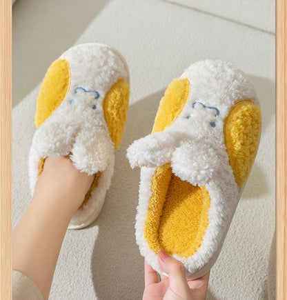 Fuzzy Cheeky Bunny Plush Slippers