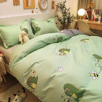 Green Dinosaur and Avocado Bedding Set