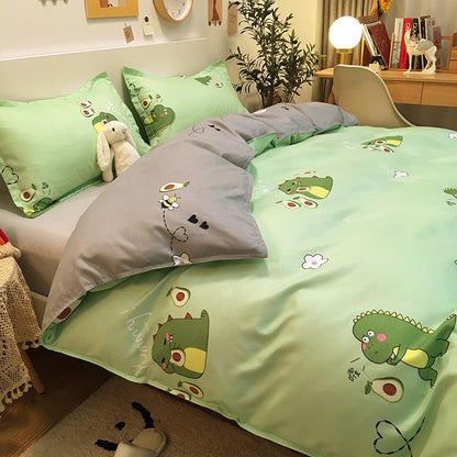 Green Dinosaur and Avocado Bedding Set