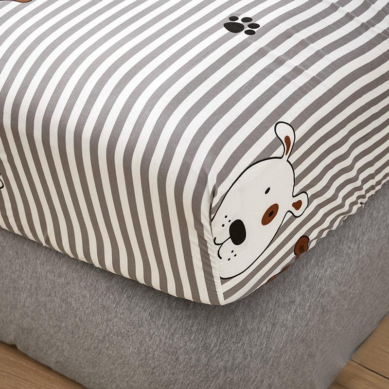 Grey Striped Dog Fitted Bedsheet