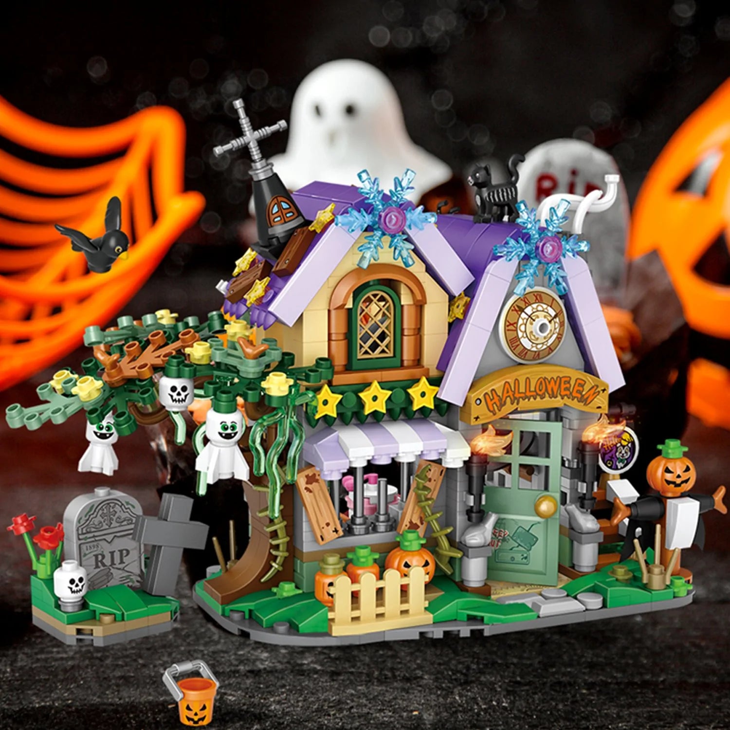 Halloween Hut & Carriage A Spooky Nano Building Block Set