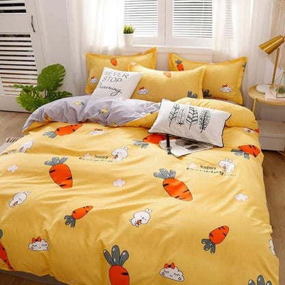 Happy Everyday Cute Bunny and Sweet Carrot Bedding Set
